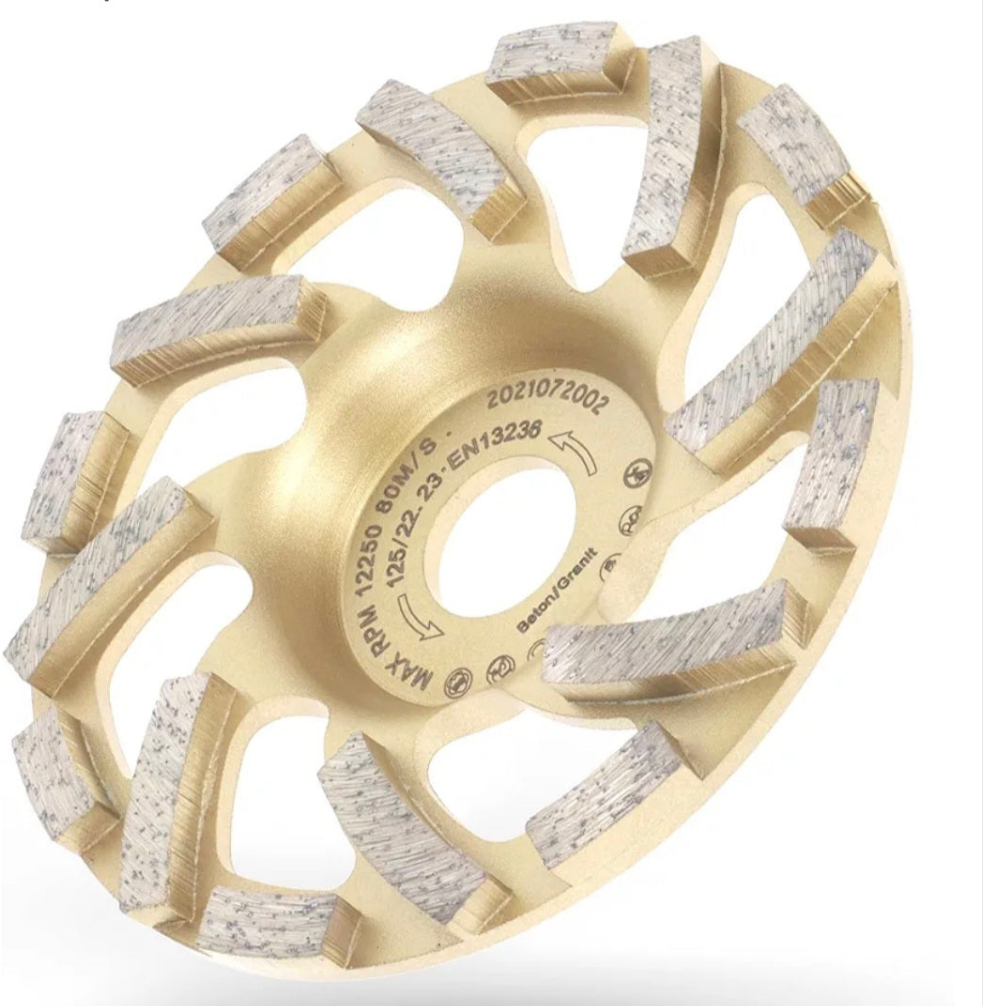 Diamantschleiftopf 125 Mm, Bohrung 22,23 Mm, Doppelreihig – Für Beton, Granit, Stein, Mauerwerk & Co