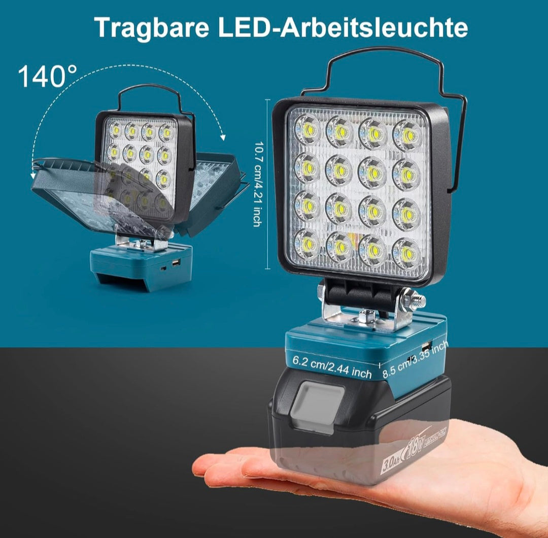Akku Lampe passend zu Makita 18V, 48W 4800LM Kabellose Led Arbeitsleuc